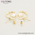 E-719 xuping moda 14k color dorado belleza forma del corazón pendientes de las mujeres del zircon sintético diseño pendientes